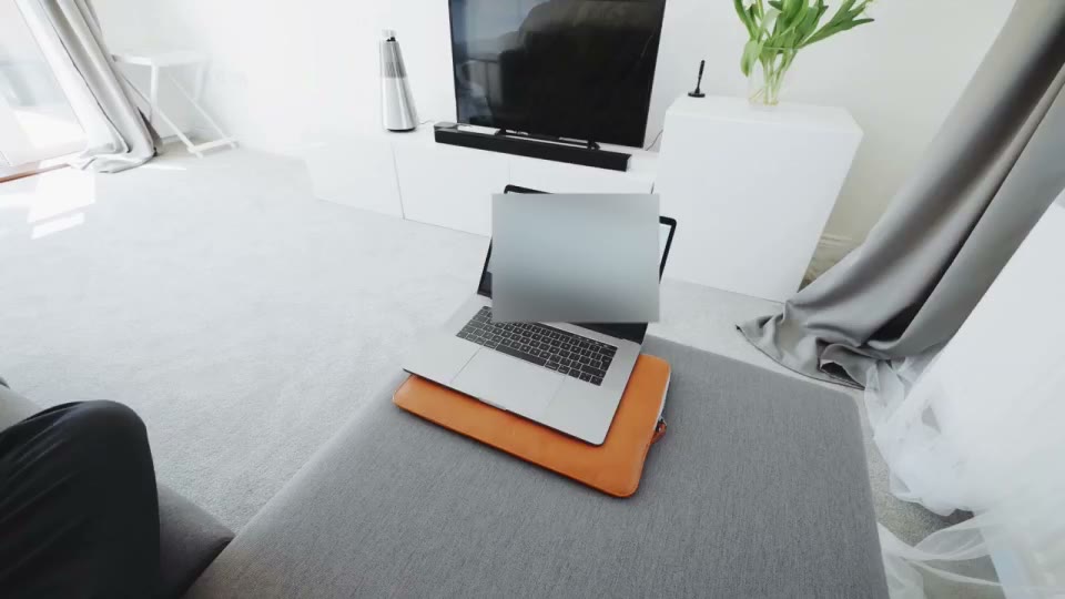 Region blur: A laptop in a living room